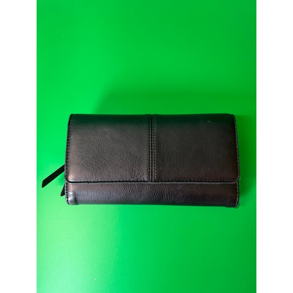 Black Faux Leather Women’s Wallet Clutch Organizer Zip Pocket